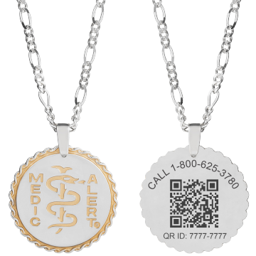 QR Code Figaro Elite Medical ID Necklace Sterling Silver, Silver Gold, large image number 0